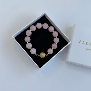 509 Rose Quartz Beaded Bracelet with Gold Clasp